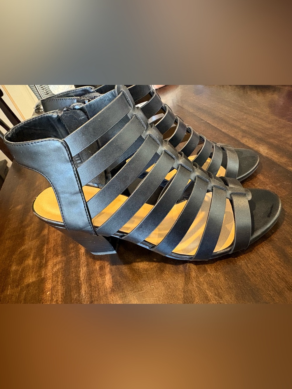 Women's Black Strappy Block Heel Sandals Y not brand